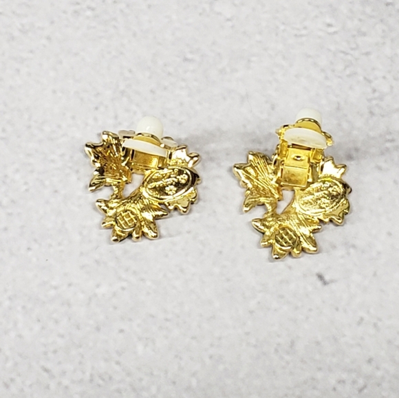 Christopher Radko 3 Trio Poinsettia Bunch Clip On Earrings - Picture 5 of 7